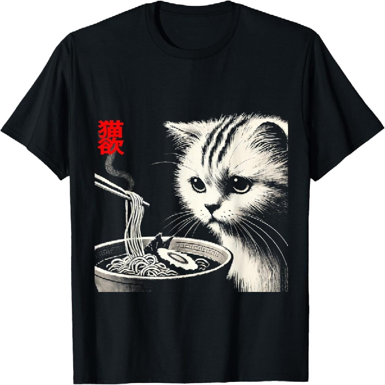 Кошка с раменом Японская гравюра укиё-э Кошка Футболка XXXXXL разноцветный
