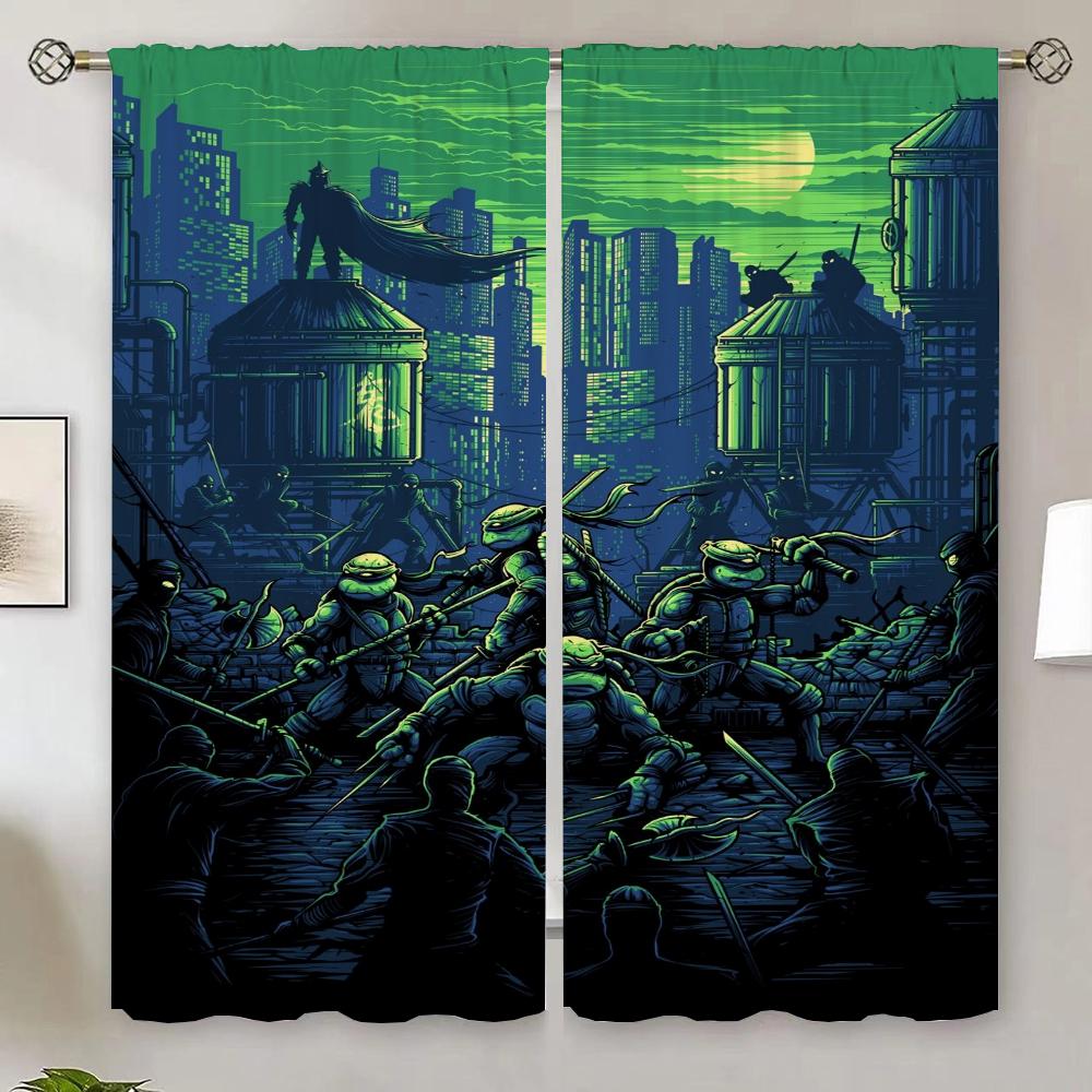 Bathroom Curtains for Living Room 2 Elegant Pieces Ninja T-Turtles Cheap Free Shipping Curtains Blackout Blackout Curtain 100%