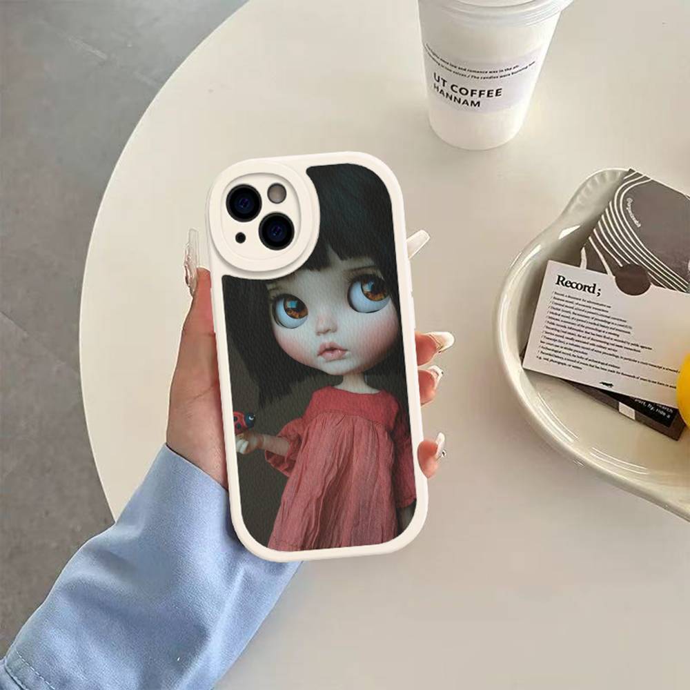 Dark Cute Girl Doll Leather Phone Case For IPhone 16 16e 15 14 13 12 11 Pro Max Plus Mini Cover