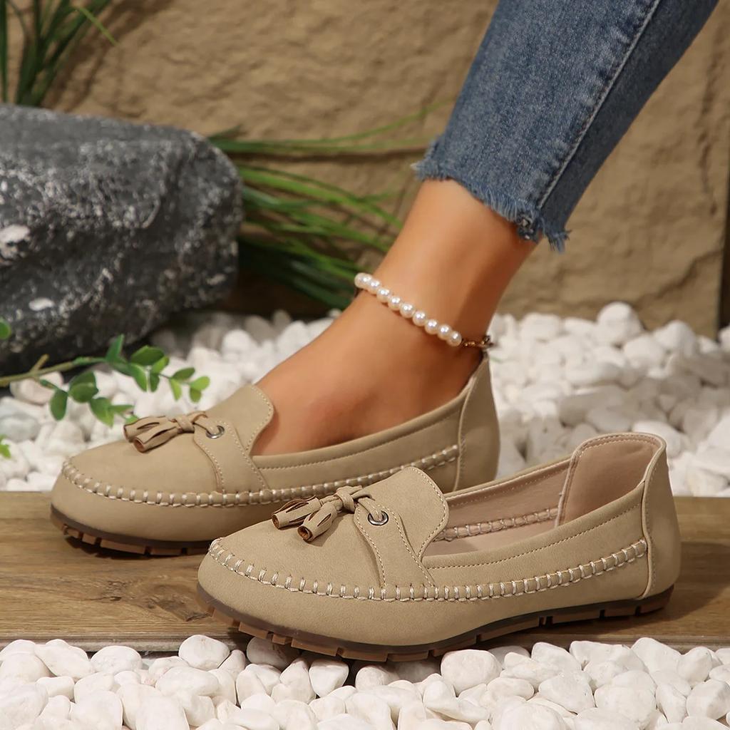 Spring Size 43 Sewing Women's Shoes Comfortable Non-slip Flats Lace-up Soft Sole Women Casual Shoes Comfort Women Loafers2025