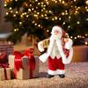Santa Ornaments 7 Inch Christmas Statue Santa Claus Statue Holding Instruments For Tree Shelf Window Table Indoor Garden Desktop