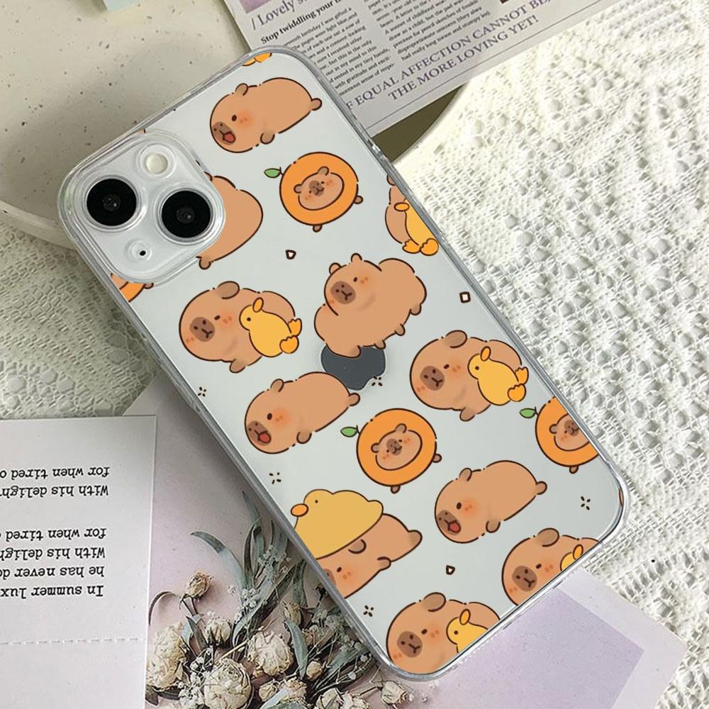 

Чохол Funny capy baraPhone для iPhone 16 15 14 13 12 11 Mini Pro Max X XR XSMax 7 8 Plus SE20 Transparent Cover iPhone 15 Plus мокасин кольору