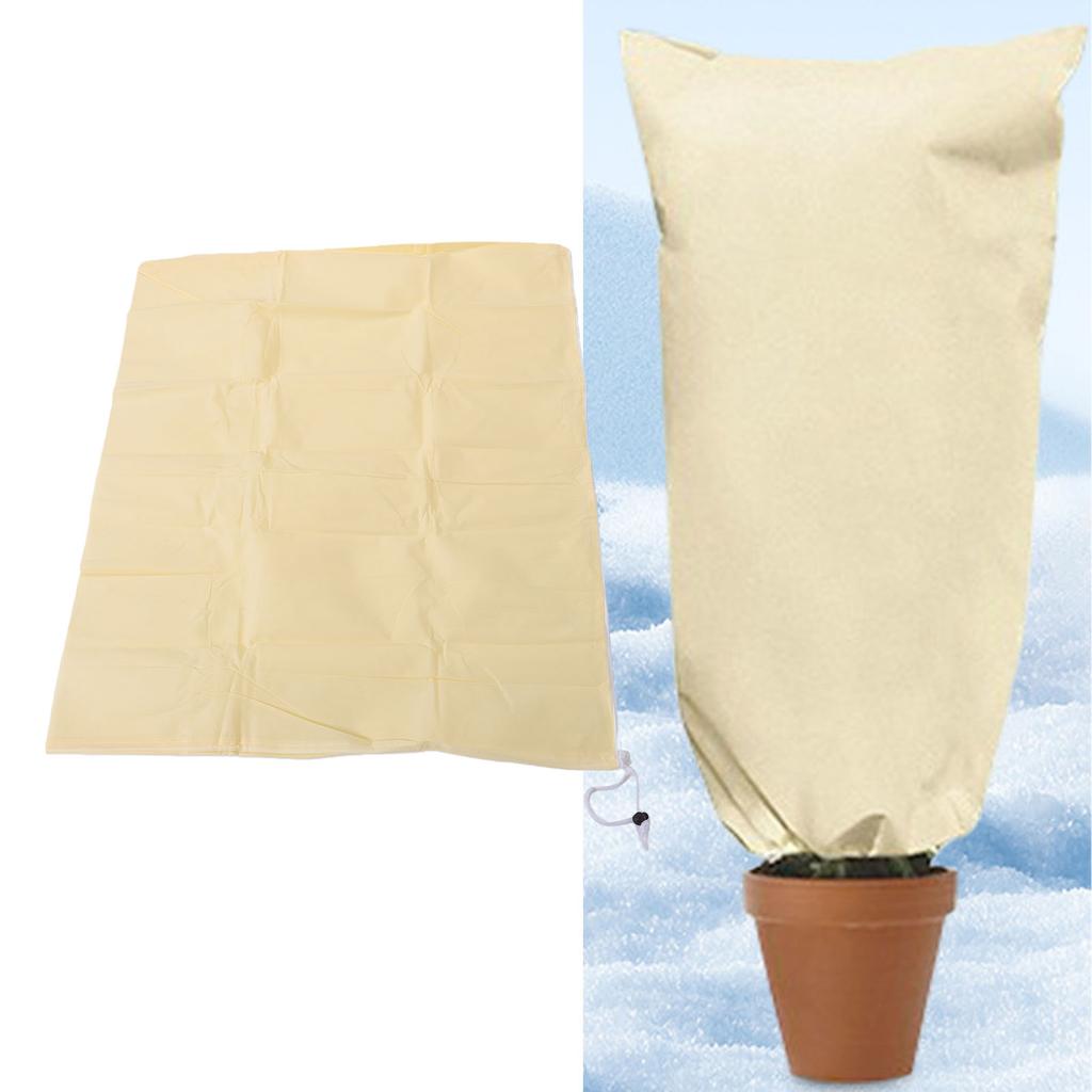 Pack of 2 Winter Plant Covers, 80 x 100 cm Frost   Blankets with Zip Drawstring, Thick Winter Frost Blankets Made of Non-Woven Fabric for Shr