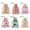 Linen Wedding Favor Elk Snowman Drawstring Pouch Jute Gift Bags Merry Christmas Candy Organizer