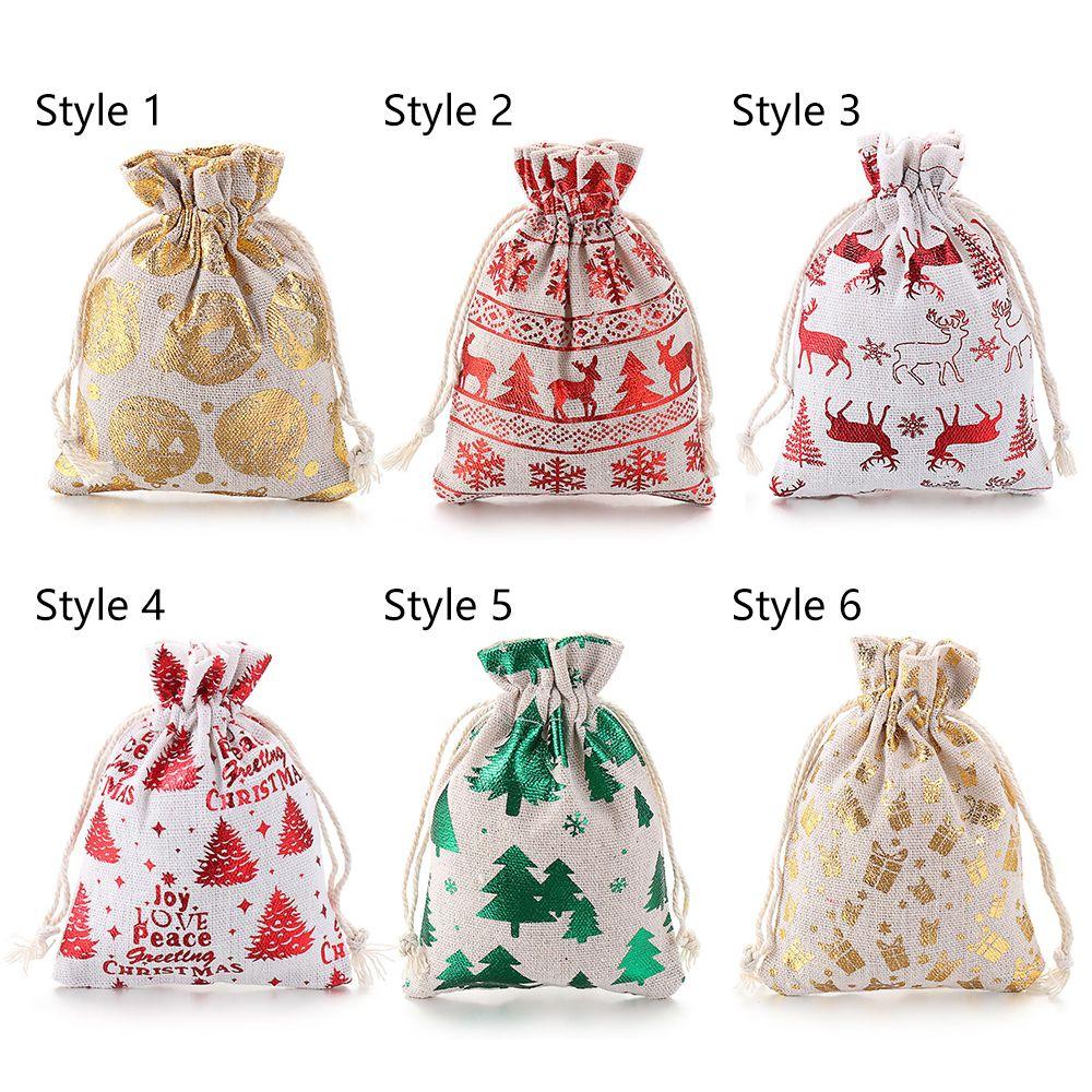 Sack Elk Wedding Favor Food Storage Drawstring Pouch Candy Organizer Merry Christmas Jute Gift Bags