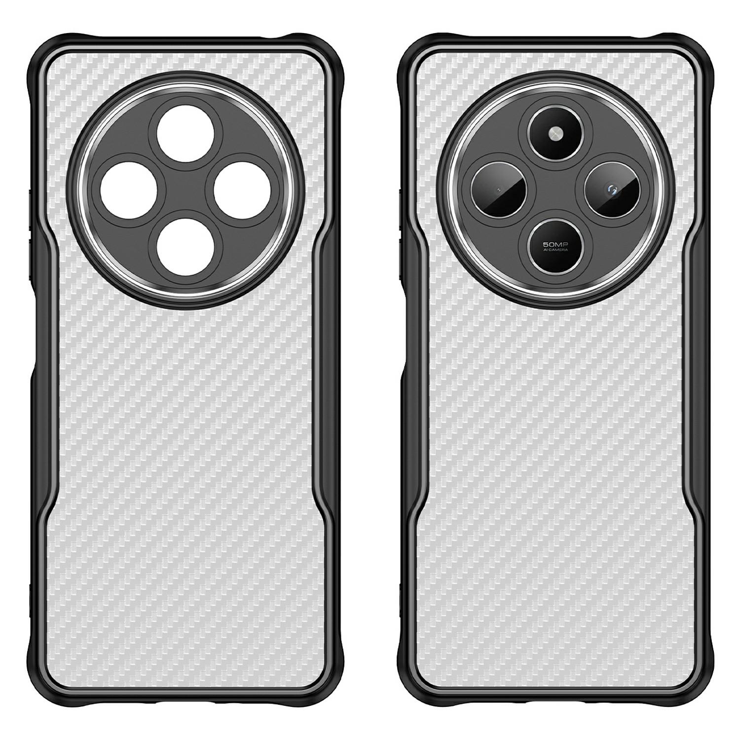 

For Xiaomi Poco C75 4G/Redmi 14R 5G/A4 5G/14C 4G Case Carbon Fiber Texture TPU+PC Phone Cover Green