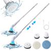 Electric Scrubbers High Speeds Scrubbers With 5 Replaceable Brush Heads And Adjust Extension Handle Power Cleaning Brush For Bathroom Floor Tile White