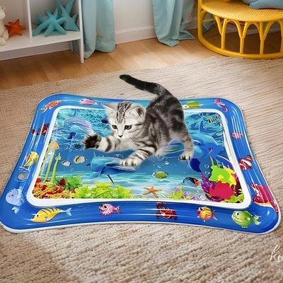 Wassermatte für Katzen Sensorische Wasserspielmatte für Katzen Sensorisch Kratzfest Komfortanreicherung Spielzeug für Indoor-Pool Sommer Tier