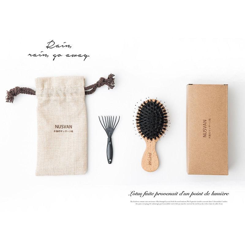 

Японская портативная массажная расческа NUSVAN Mini Piglet с деревянной гривой свиньи