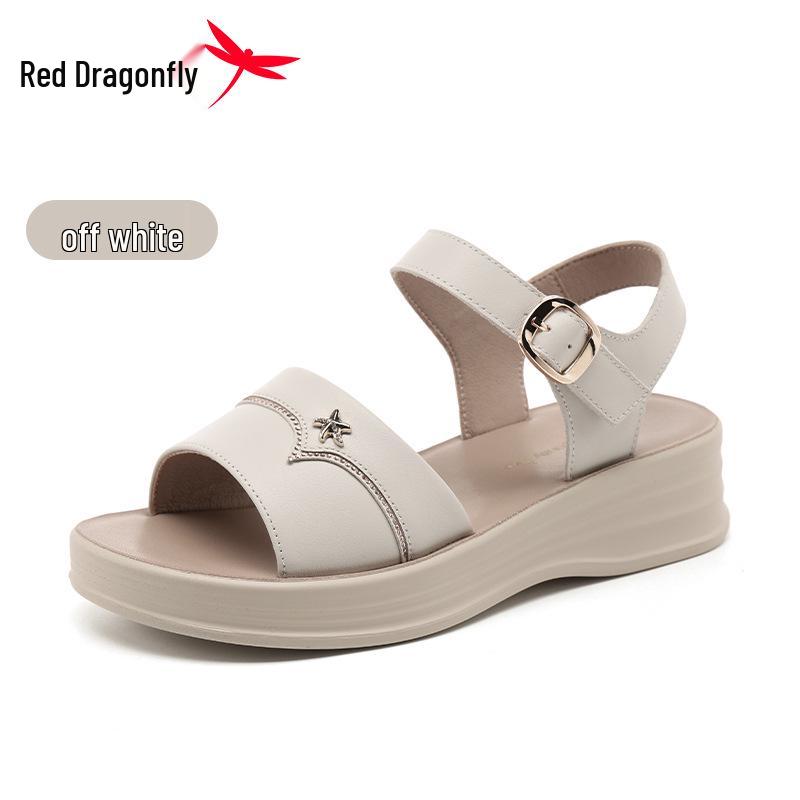 Red Dragonfly Women s Thick-Soled Genuine Leather Flat Sandals - Comfortable Summer Style 39