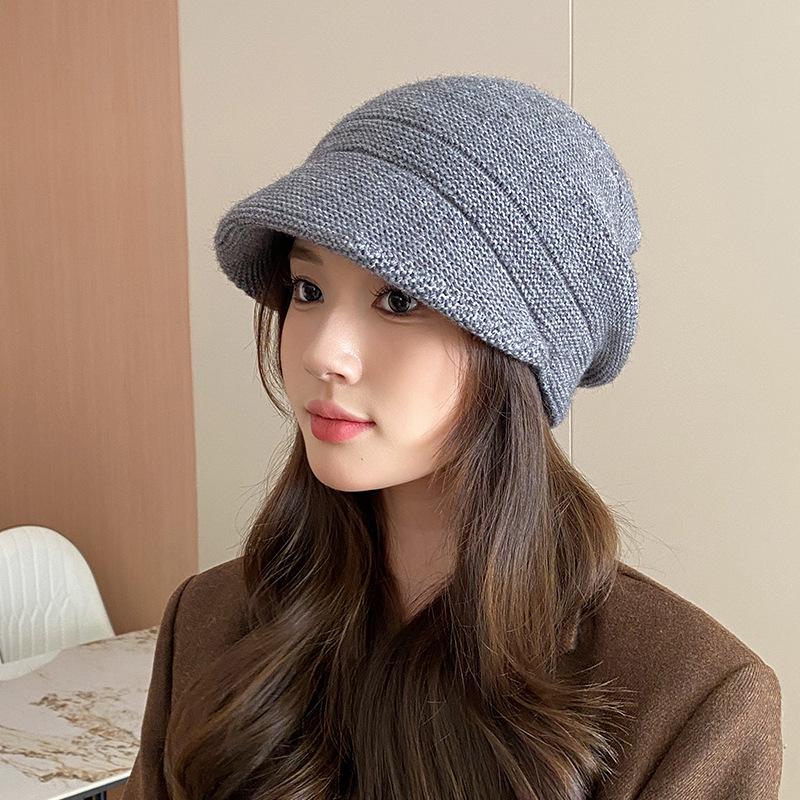 3-In-1 Bucket Hat Women's Autumn and Winter Warm Ear Protection Stacking Hat Big Head Circumference Fashionable Versatile Wool Hat