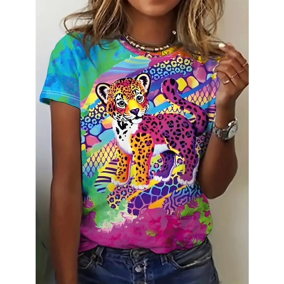 Women'S Vintage Floral Print Short Sleeve T-Shirt - Soft Breathable Fabric, Relaxed Fit Round Neck Casual Top