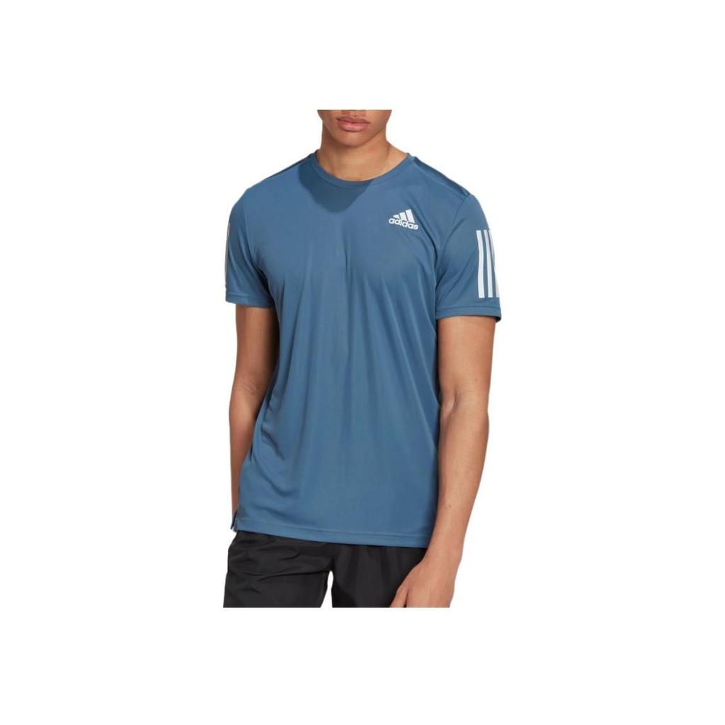 adidas SS22 Stripe Logo Round Neck Short Sleeve T-Shirt Men Tops Blue HL5988