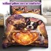 Two animals and lovePattern Bedding Quilt Set Quilt Cover Pillowcase Home Decoration Birthday Gift (1 * duvet cover + 2 * pillowcase, without core)