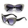 High-Quality Vintage Oversized Cat Eye Diamond Cake Sunglasses Women Female Luxury  Designer Punk Sun Glasses Trendy Sexy Ladies Shades