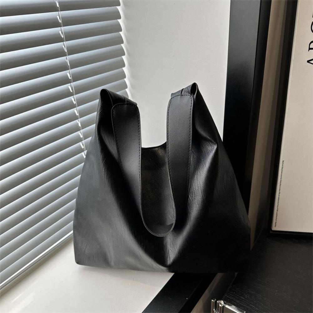 Leather Soft PU Shoulder Bag Large Capacity Underarm Bag Simple Women Handbag Work
