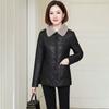 Leather Jacket, Down and Cotton Jacket, Women's Short Style, Autumn and Winter New Style, Thick and Warm Cotton Jacket, Outerwear