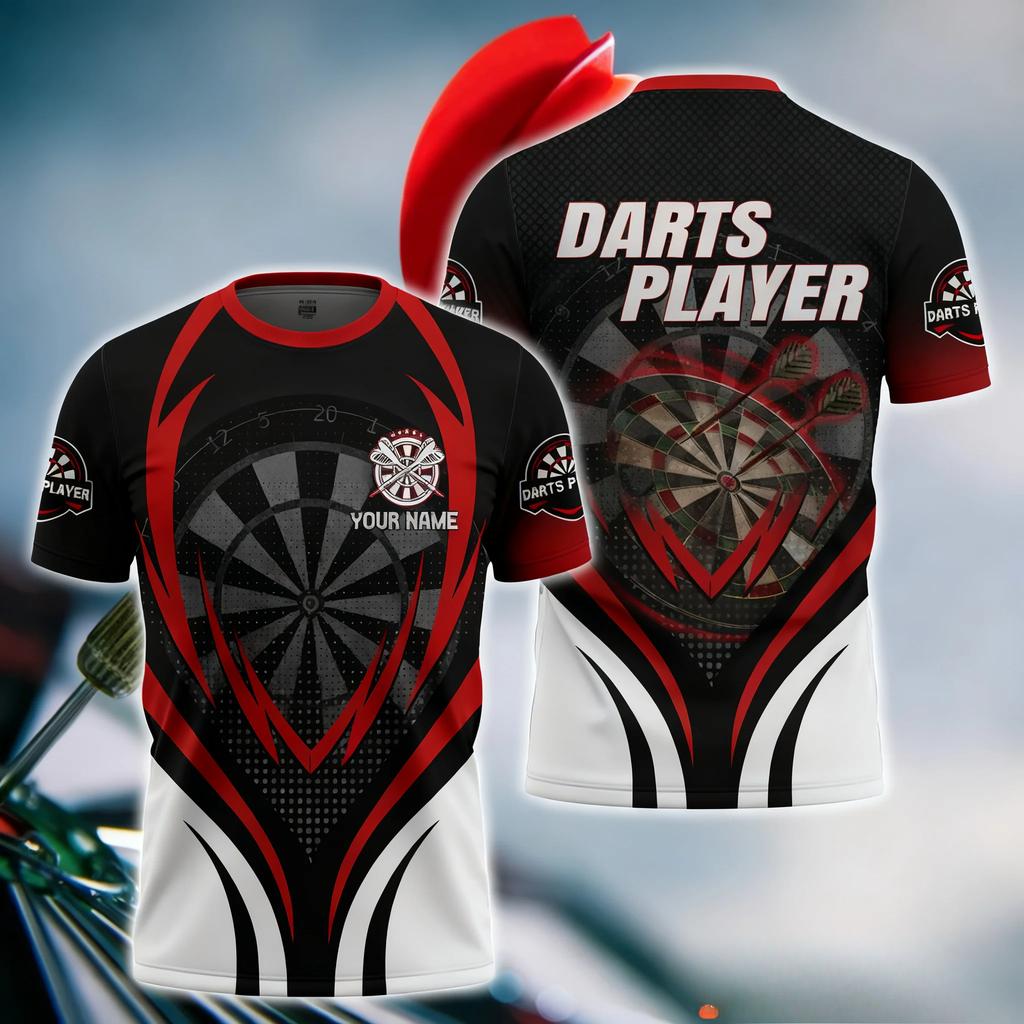 Lustige 3D Dart Print Herren T-Shirts Lässig O-Ausschnitt Kurzarm Personalisierung Club Mode Lockere T-Shirts