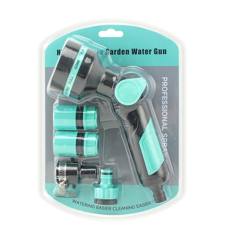 Blister Pack Multifunctional Water Spray Gun Set for Garden, Flower Watering, and Car Wash.