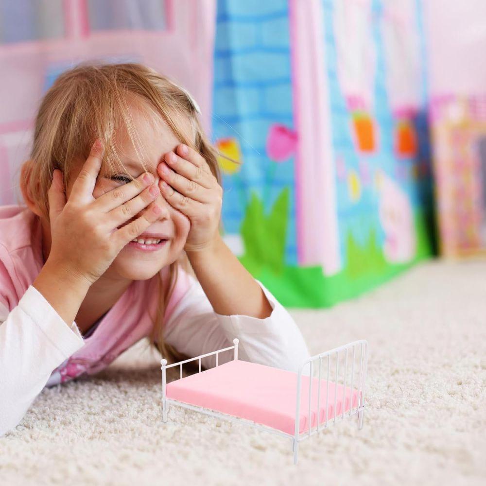 Iron Frame Doll Bed Furniture 1:12 Scale Mini Bed Model Dollhouse Bed  Dollhouse Accessories