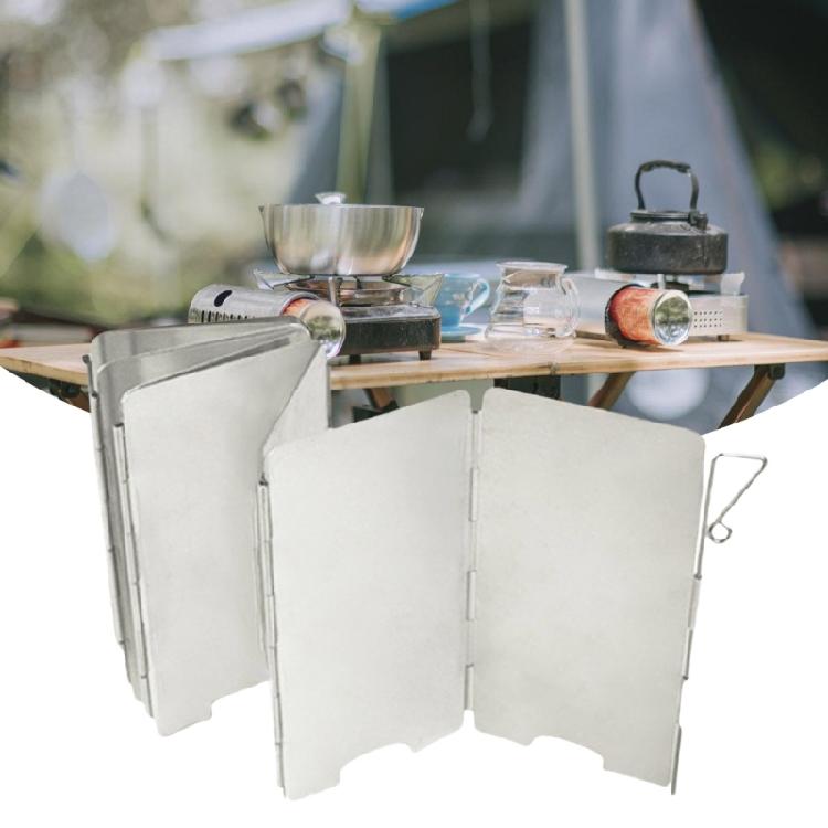 Tragbarer Campingkocher Windschutz Praktisch 9 Platten Campingkocher Windschutz Aluminium Windschutz für Camping