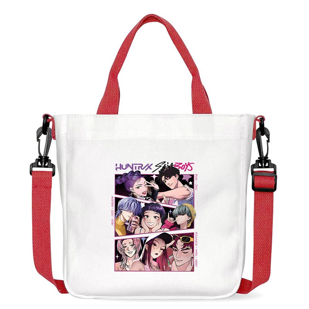 Kids Girls Kpop Hunters Derpy Rumi Zoey Mira Printed Student Lightweight Crossbody Bag Casual Canvas Shoulder Bags