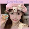 Stylish Japanese Sweet Bowknot Button Cloud Beret Hat For Women In Summer Lightweight Versatile Design