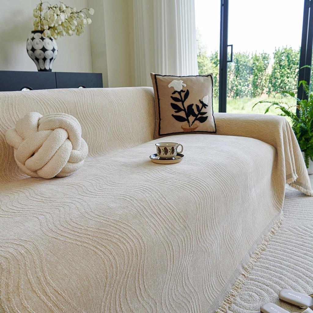 1PC Sofa Towel Solid Color Chenille Simple Modern Sofa Cover Cloth A Whole Piece Full Cover Sofa Cover Blanket Home Textile