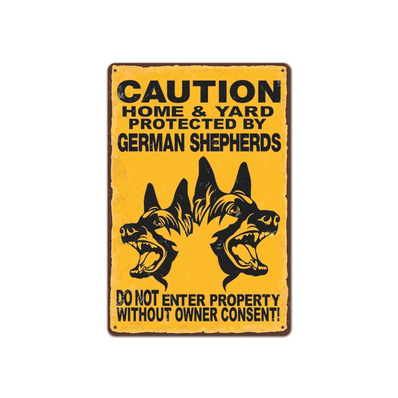 Vintage Tin Art of Courtyard Dog: Garden No - Entry Warning Sign for Home Decoration