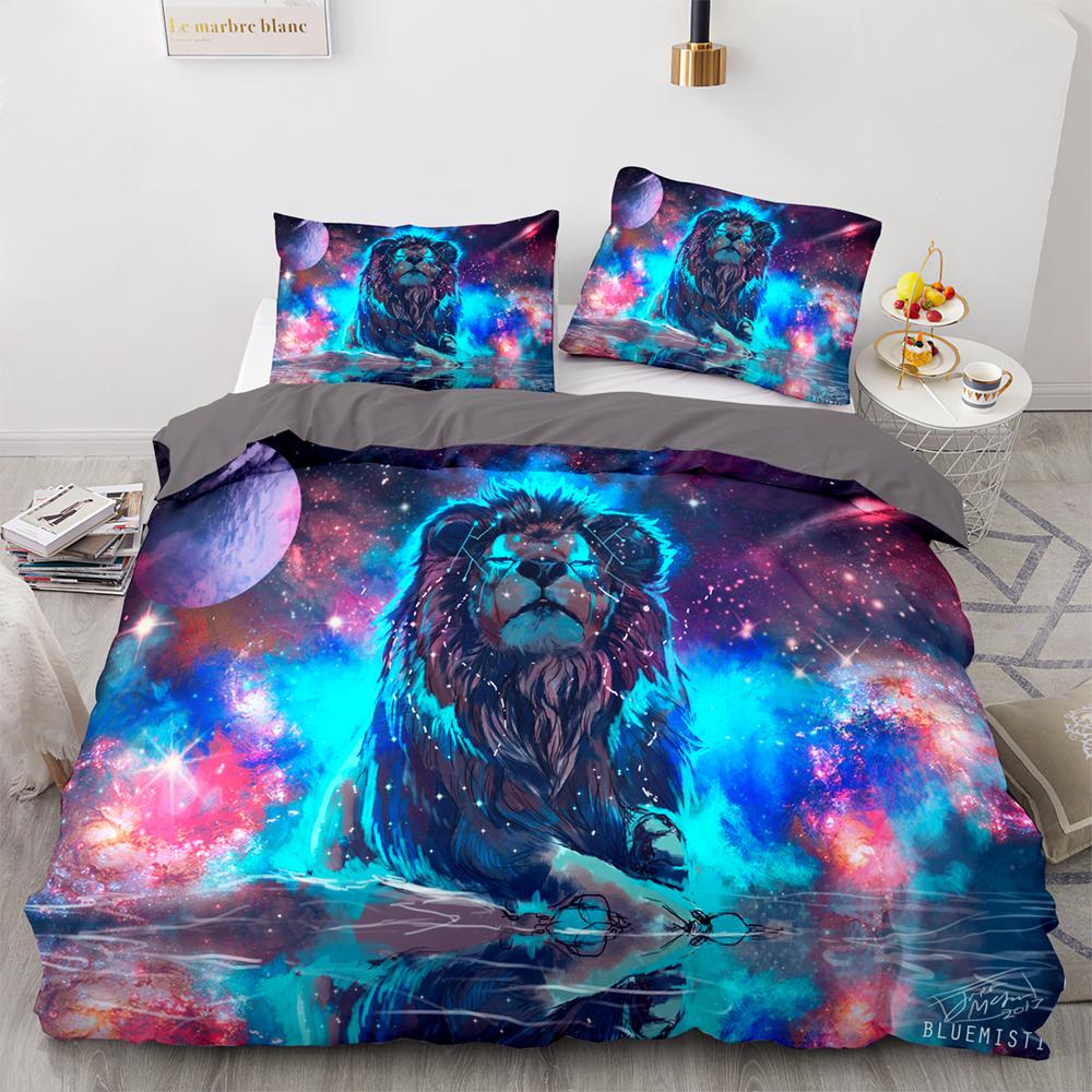 Beast Lion Bedding Set Single Twin Full Queen King Size Animal Bed Set Aldult Kid Bedroom Duvetcover Sets 3D Print 030