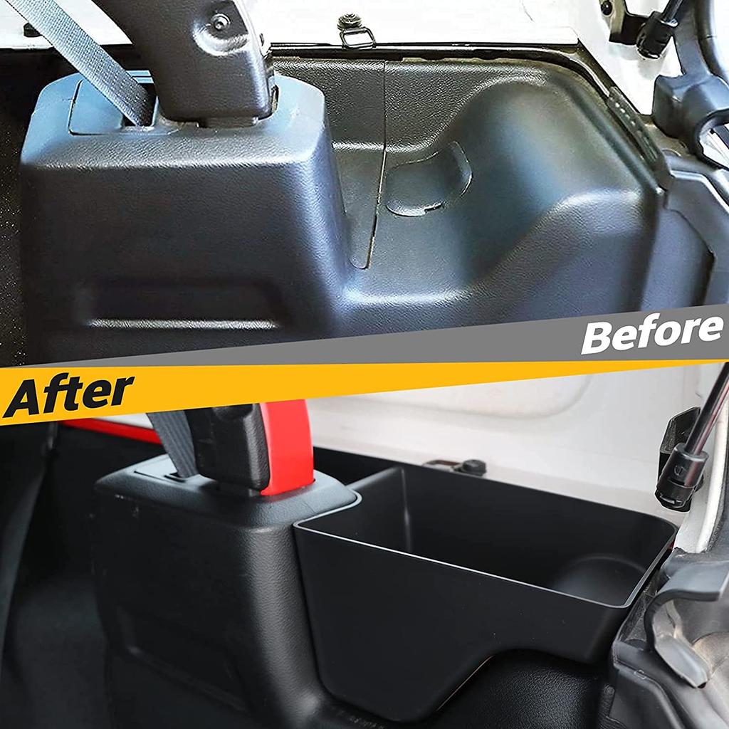 Rear Trunk Side Storage Box Organizer Container Black For Jeep Wrangler JL Sahara Rubicon Sport Sport S 4-door 2018 2019 2020