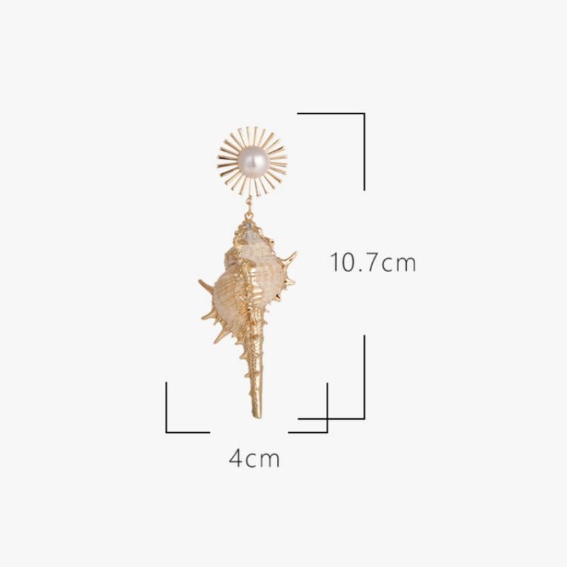 New Pearl Conch Earrings Personalized Fashion Women's Earrings Creative Alloy Holiday Party Girls Jewelry Gifts