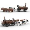 MOC Creative Medieval Western Carriage Model Farm Cattle Cart Transport Vehicle Building Blocks DIY Brick Toys Boy Birthday Gift