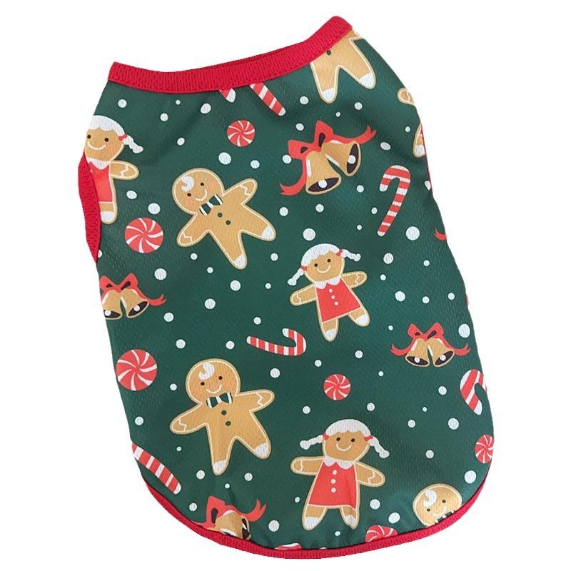 Christmas Pet Clothes Deer Snowman Print Dog Vest Coat Holiday Cute Puppy Costume for Small Medium Dogs Cats Yorkshire Chihuahua