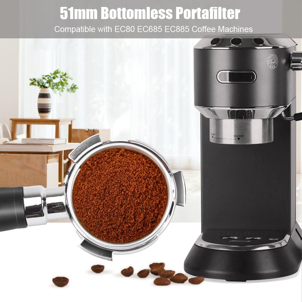 

51mm Bottomless Naked Portafilter Filter Basket Included 3 Ears Stainless Steel Replacement Parts Basket Portafilter