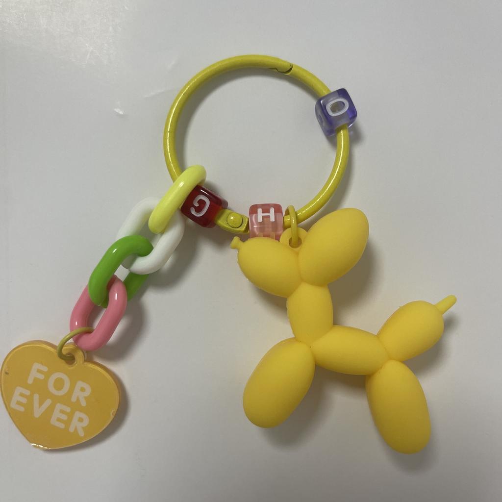 Balloon Dog Car Key Chain Pendant Internet Celebrity Love Accessories Bag Hanging Decoration Girl's Small Gift