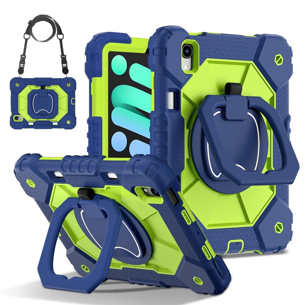 For Apple iPad Mini (2024) 360° Rotating Grip Heavy Duty Protection Stand TPU+PC 3in1 Anti-knock Shockproof Tablets PC Case