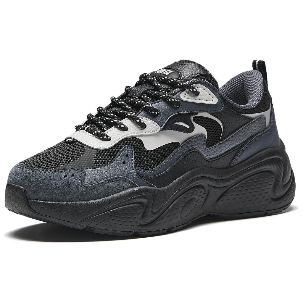 New Anta Stars Anti Slip And Wear Resistant Breathable Low Top Chunky Sneakers Women's Black Gray 922518806-5