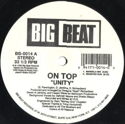 12inch Record ON TOP - Unity BB0014 Big Beat 1990 US Dance & Electronica Used
