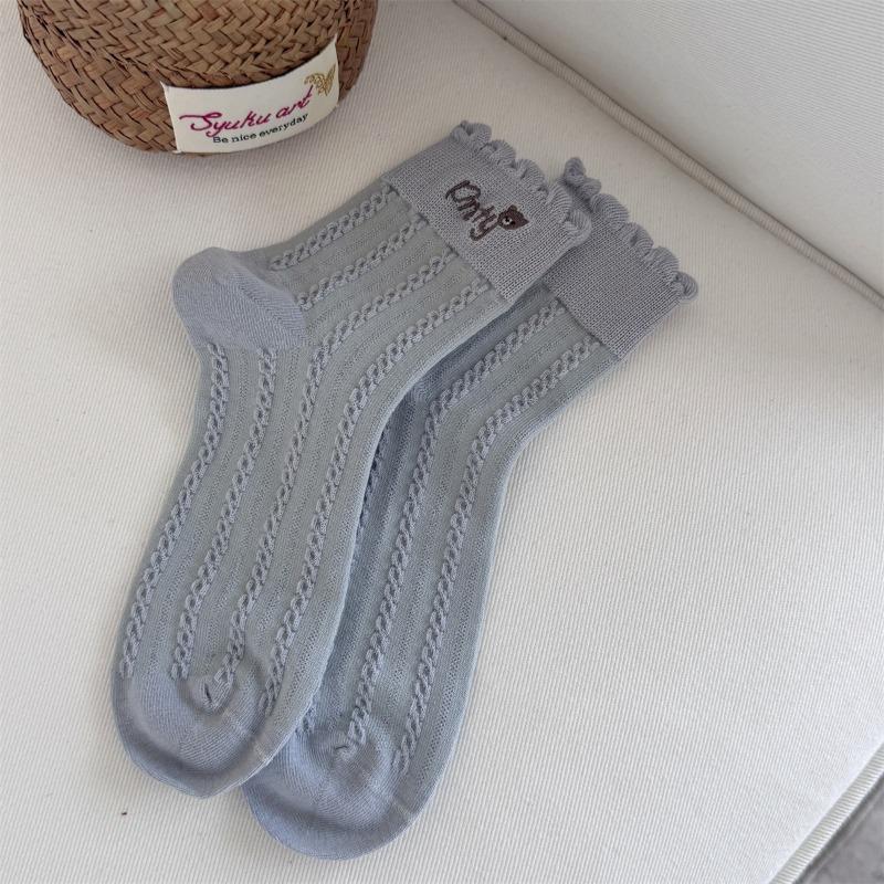 

Женские весенне-летние милые носки с мелким цветочным рисунком, отводящие влагу, однотонные, бесшовные 1 pair серый/синий