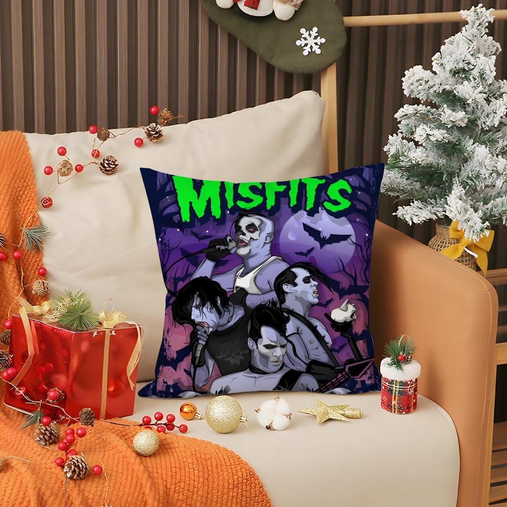 Funda de almohada Punk M-MisfitsS Rock Band, antiácaros, con cremallera invisible, de felpa corta y sedosa.