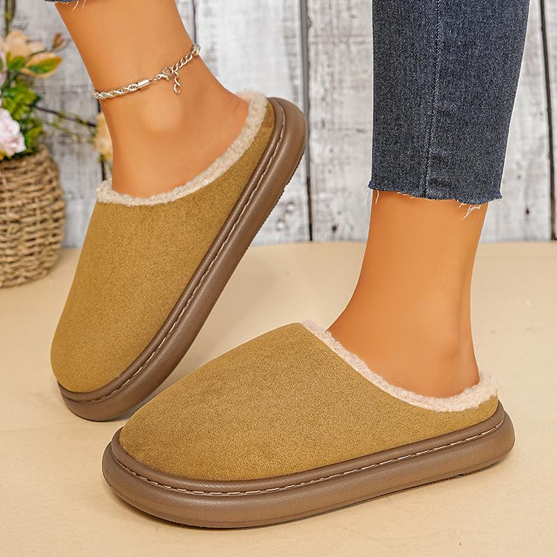 

Fashion Faux Suede Platform Slippers Women Comfortable Lightweight Soft Sole Cotton Slippers Woman 2025 Non Slip Warm Home Slides Shoes 44-45