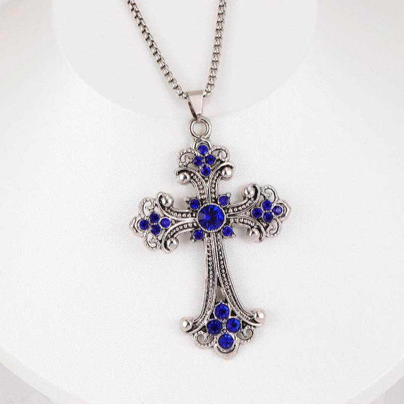 2025 New Baroque Cross Necklace Men Women Hip Hop Pendant Chain Sweater Jewelry Trendy