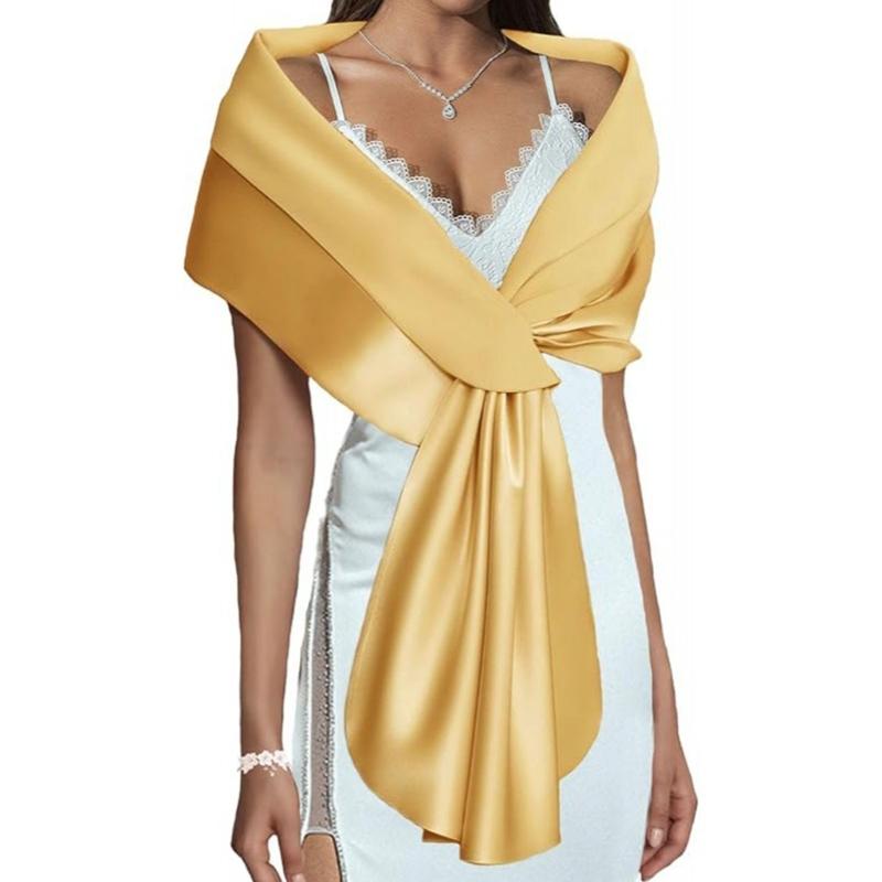 Lång Scarf Enkel Enfärgad Sjal Festlig Elegant Återanvändbar Bröllopssjal för Kvällskläder