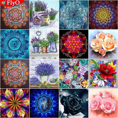 Pintura de diamante Mandala flores punto de cruz bordado de diamantes planta paisaje mosaico hecho a mano 5d DIY imagen de diamantes de imitación decoración del hogar