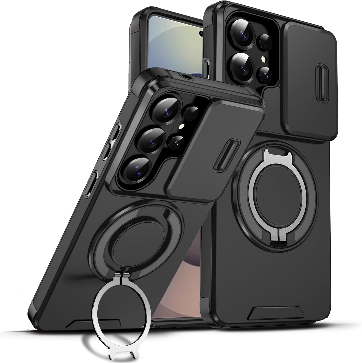 Phone Case For Samsung Galaxy S26 Ultra Case with Stand, Heavy Duty Shockproof Phone Case for Samsung Galaxy S26 Ultra чёрный