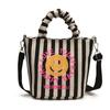 Face Cute Smiley Unisex Kids Shoulder Bag Fashionable Striped Children Pleated