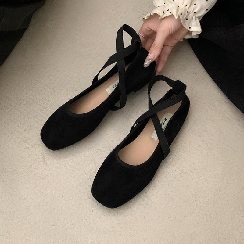

Women s Ballet Flat Shoes 2026 Comfortable Anti Slip Outdoor Dress Mary Jane Shoes Square Toe Autumn Fashion Retro Casual Shoes 35 чёрный