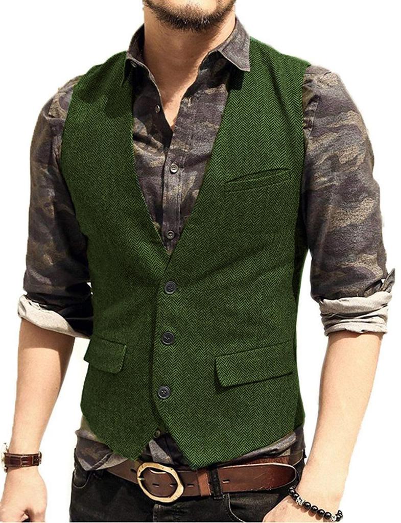 Men's Slim Fit Single-Breasted Casual Vest - Ideal for Groom and Groomsmen