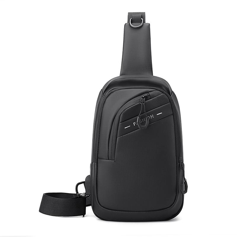 Sporty Men's Waterproof Sling Bag - USB Power Bank Port + Multi-Compartment Chest Pack (Anti-Sweat & Durable Design)
